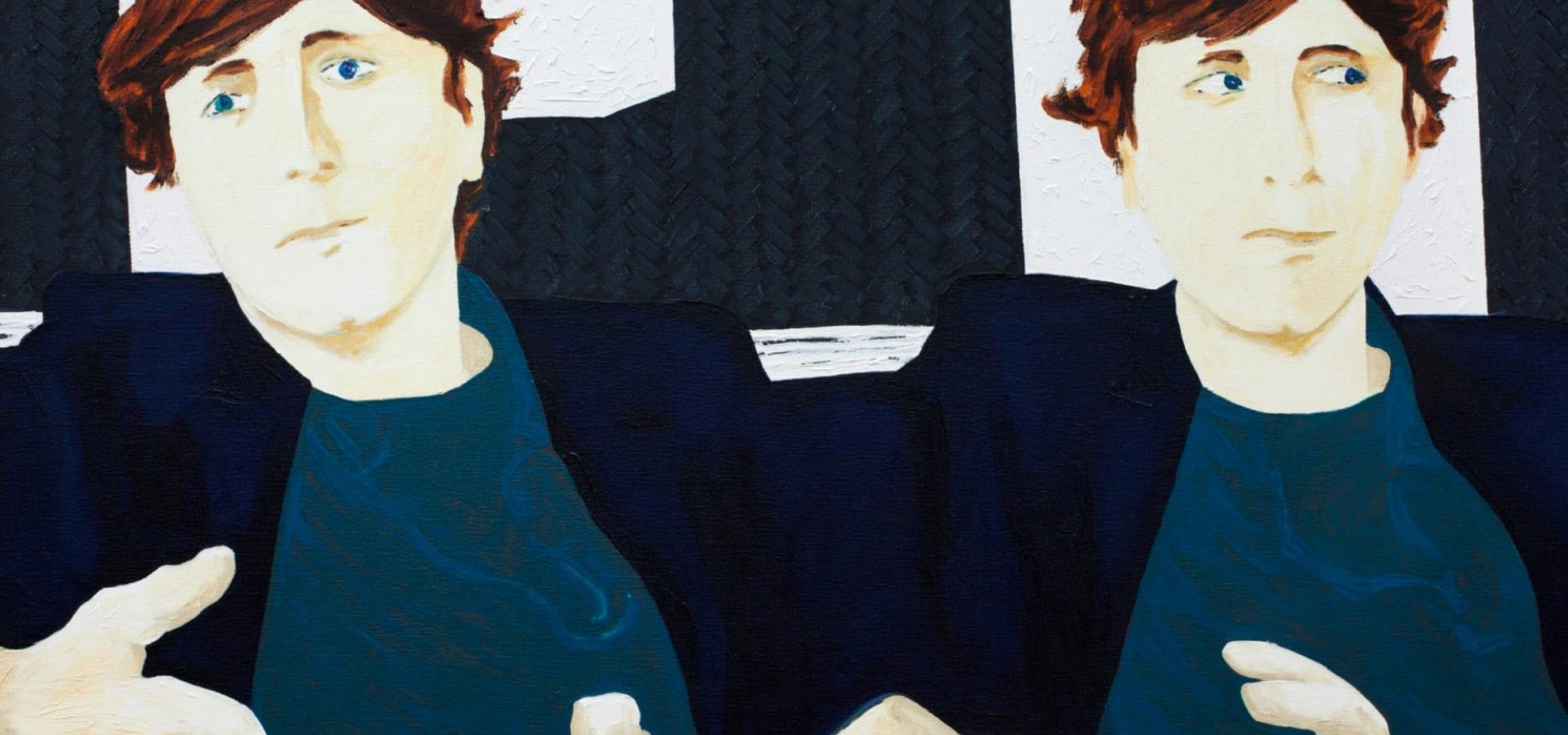 Thomas Lawson, Hedi Slimane Double Portrait, 2013. Oil on canvas. | Photography: Heather Rasmussen. Courtesy of the artist and David Kordansky Gallery, Los Angeles