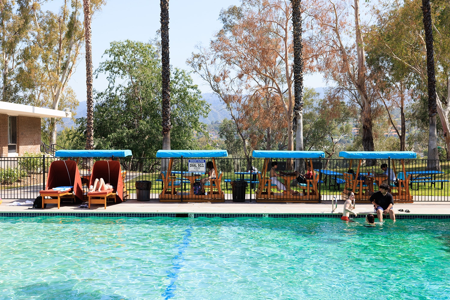 View of the pool cabanas.