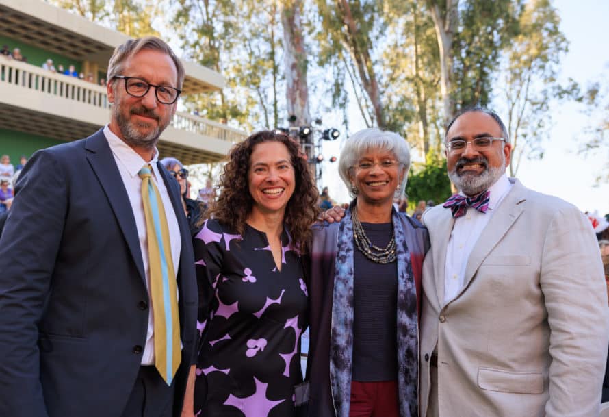 4 people standing for a picture at the CalArts Graduation 2022