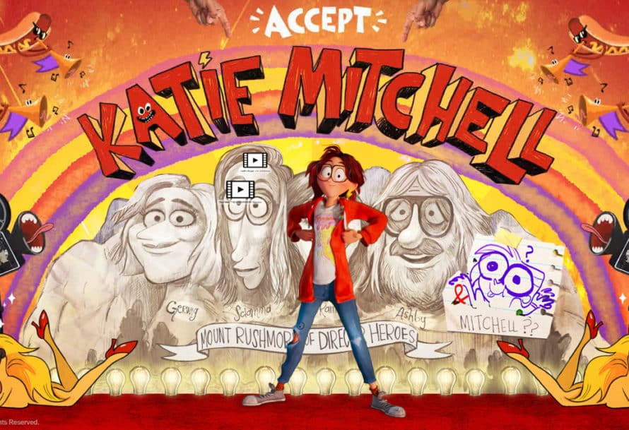 Katie Mitchell stands front and center in a graphic for Mitchells vs. the Machines