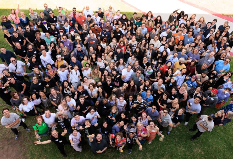image of group of many people taken from an aerial point of view