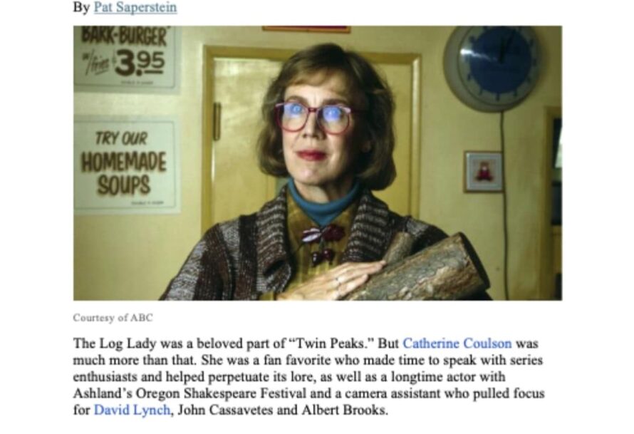 Variety article about Richard Green's doc I Know Catherine, The Log Lady